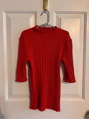 Boden Women’s Red Ribbed Mock Turtleneck Sweater